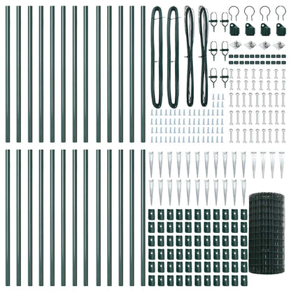 Fence with Post Green 0.4 x 50 m Steel and PVC