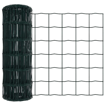 Fence with Post Green 0.4 x 50 m Steel and PVC