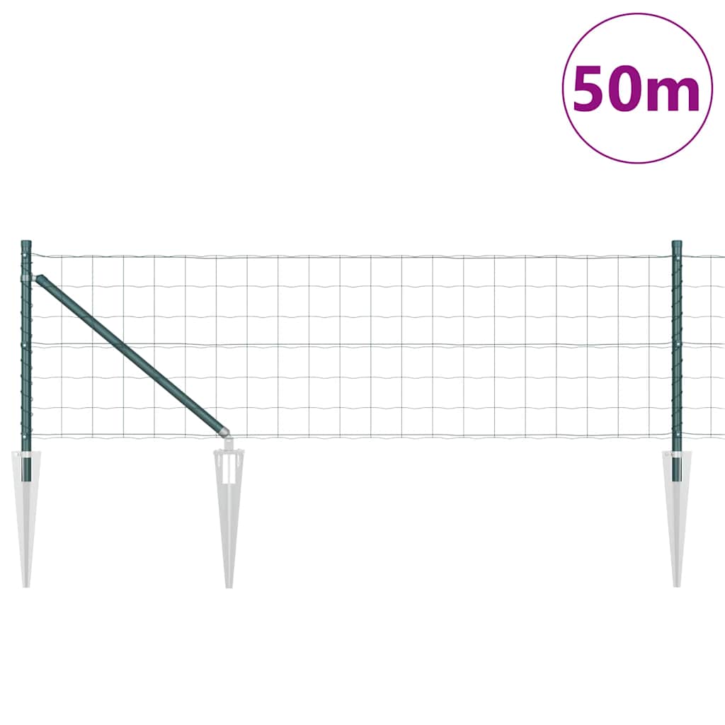 Fence with Post Green 0.4 x 50 m Steel and PVC