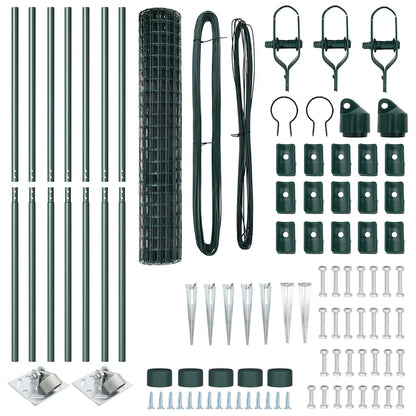 Fence with Post Green 1.6 x 10 m Steel and PVC