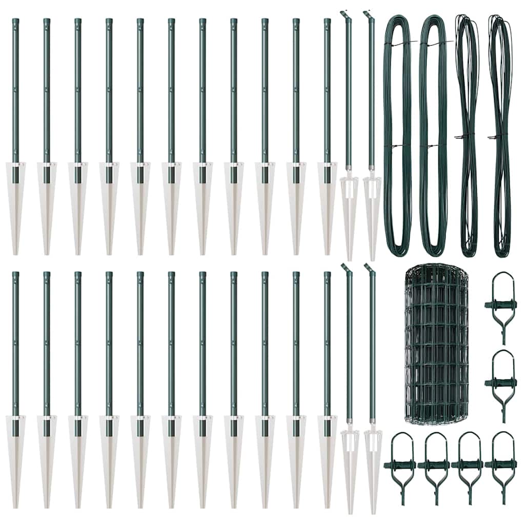 Fence with Post Green 0.6 x 50 m Steel and PVC