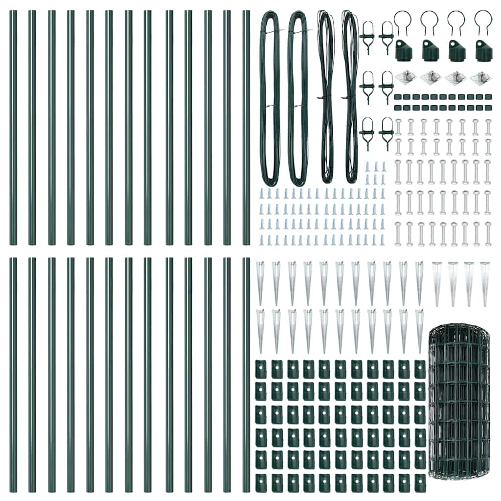 Fence with Post Green 0.6 x 50 m Steel and PVC