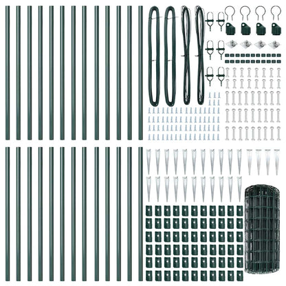 Fence with Post Green 0.6 x 50 m Steel and PVC