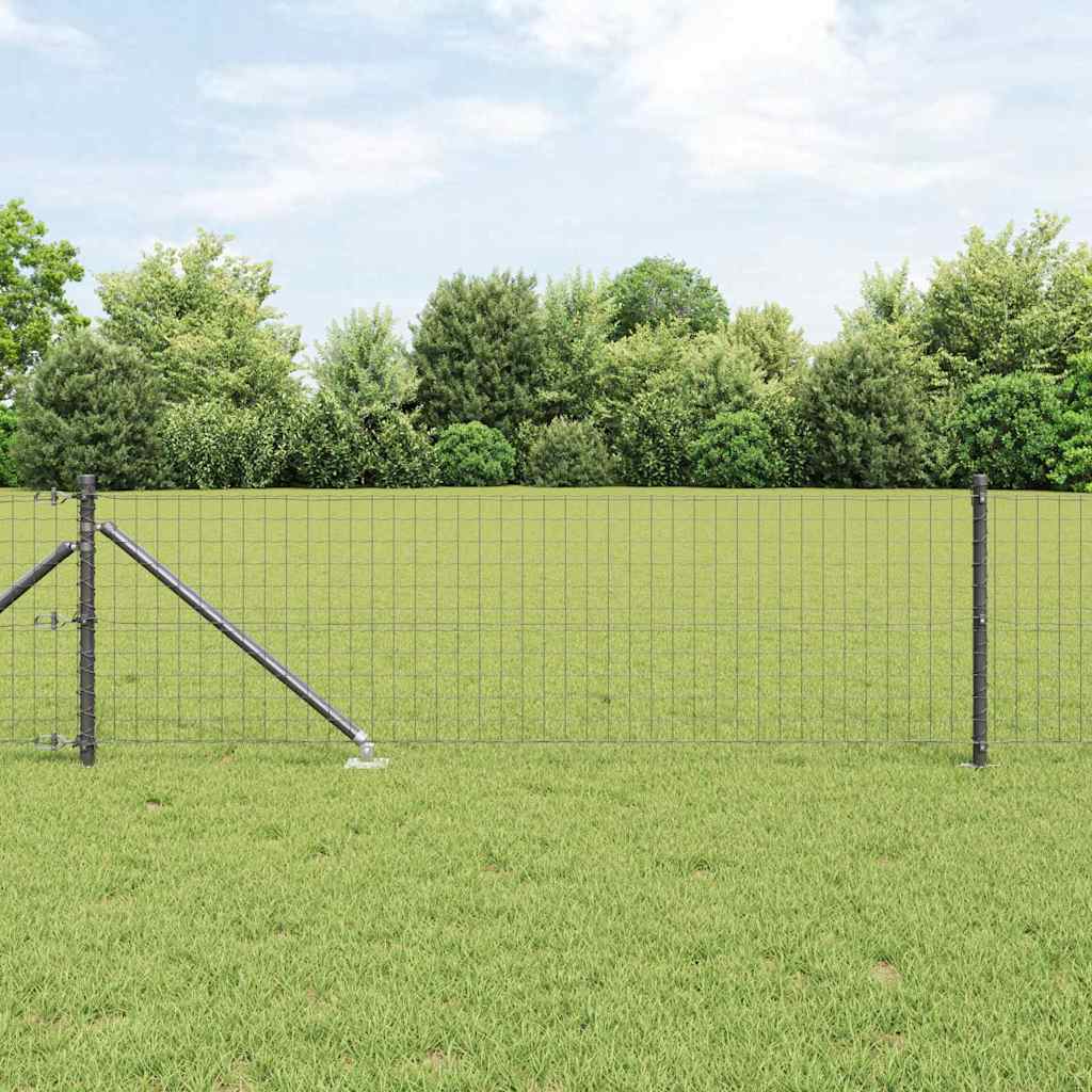 Fence with Post Grey 0.8 x 10 m Steel and PVC