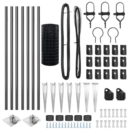 Fence with Post Grey 0.8 x 10 m Steel and PVC