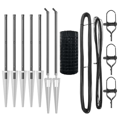 Fence with Post Grey 1 x 10 m Steel and PVC