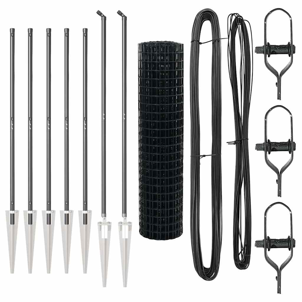 Fence with Post Grey 1.4 x 10 m Steel and PVC