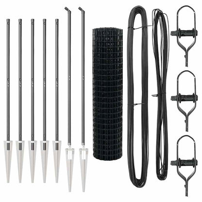 Fence with Post Grey 1.4 x 10 m Steel and PVC