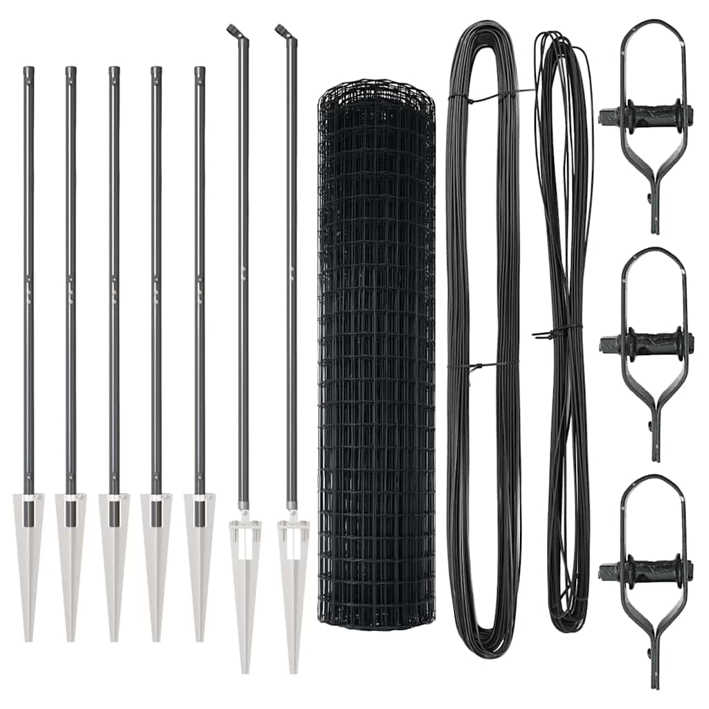 Fence with Post Grey 1.2 x 10 m Steel and PVC