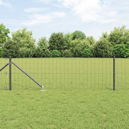 Fence with Post Grey 0.4 x 10 m Steel and PVC
