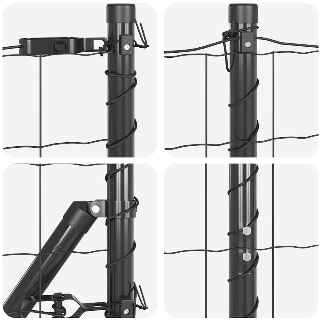 Fence with Post Grey 1.5 x 10 m Steel and PVC