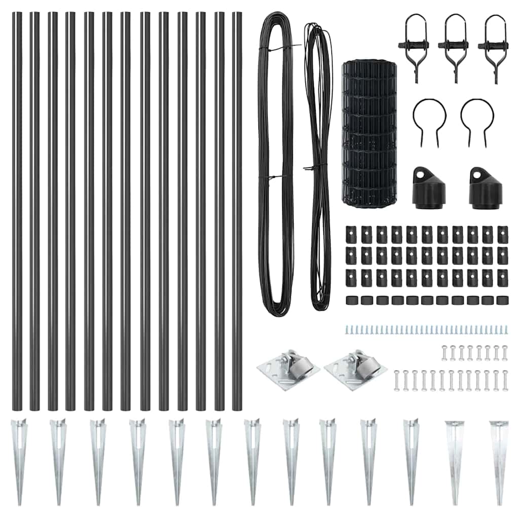 Fence with Post Grey 0.4 x 25 m Steel and PVC