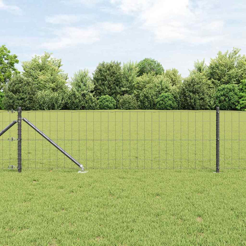 Fence with Post Grey 0.8 x 25 m Steel and PVC