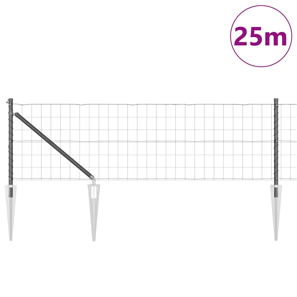 Fence with Post Grey 0.8 x 25 m Steel and PVC