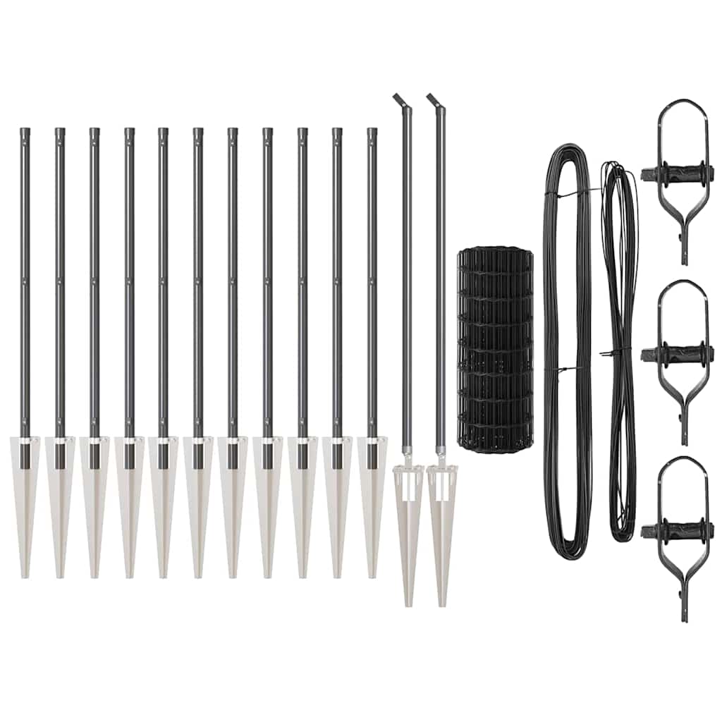 Fence with Post Grey 1 x 25 m Steel and PVC