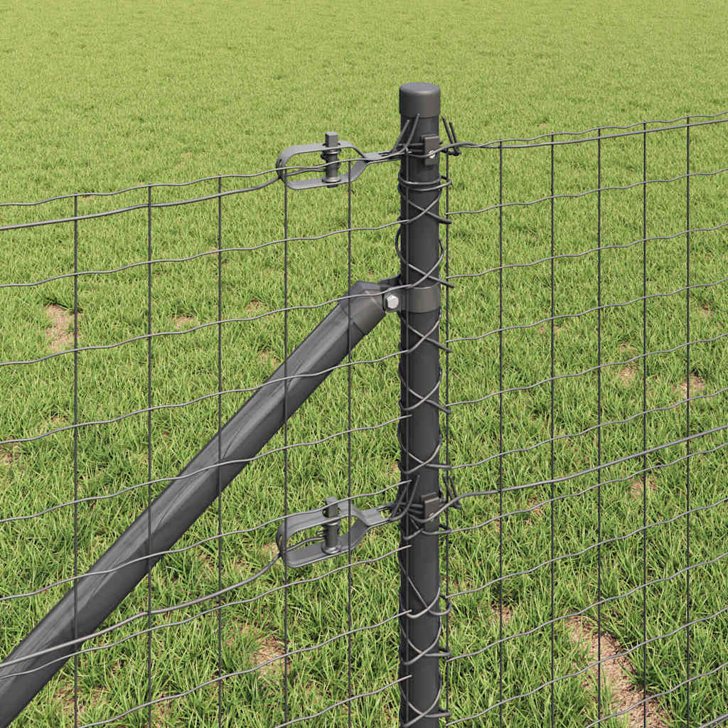 Fence with Post Grey 0.4 x 50 m Steel and PVC