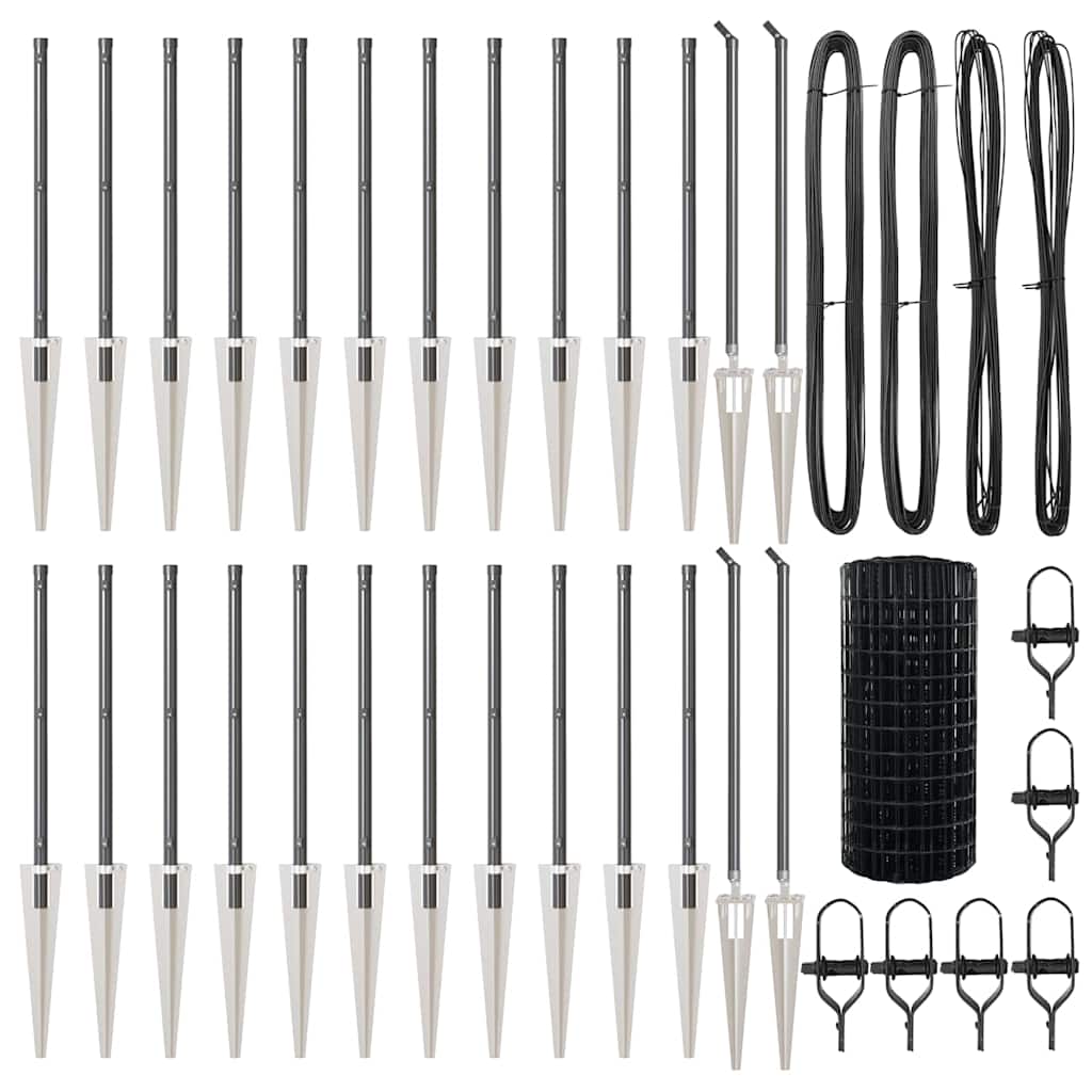 Fence with Post Grey 0.4 x 50 m Steel and PVC