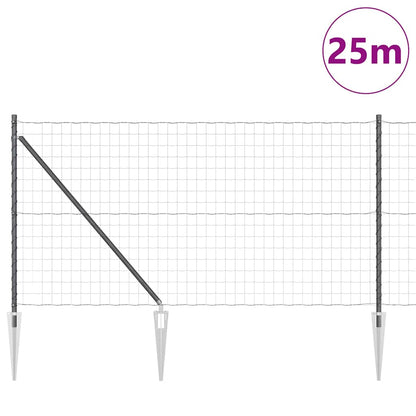 Fence with Post Grey 1 x 25 m Steel
