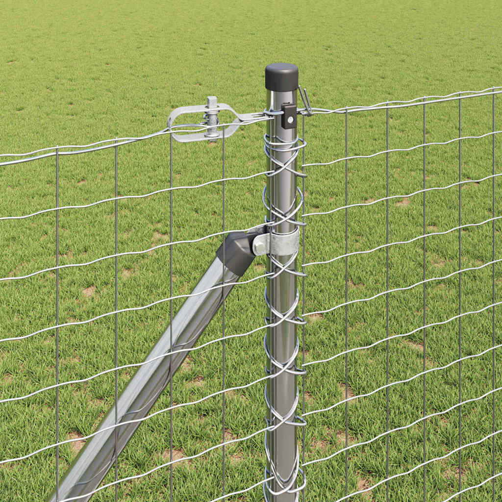 Fence with Post Silver 1.4 x 10 m Steel