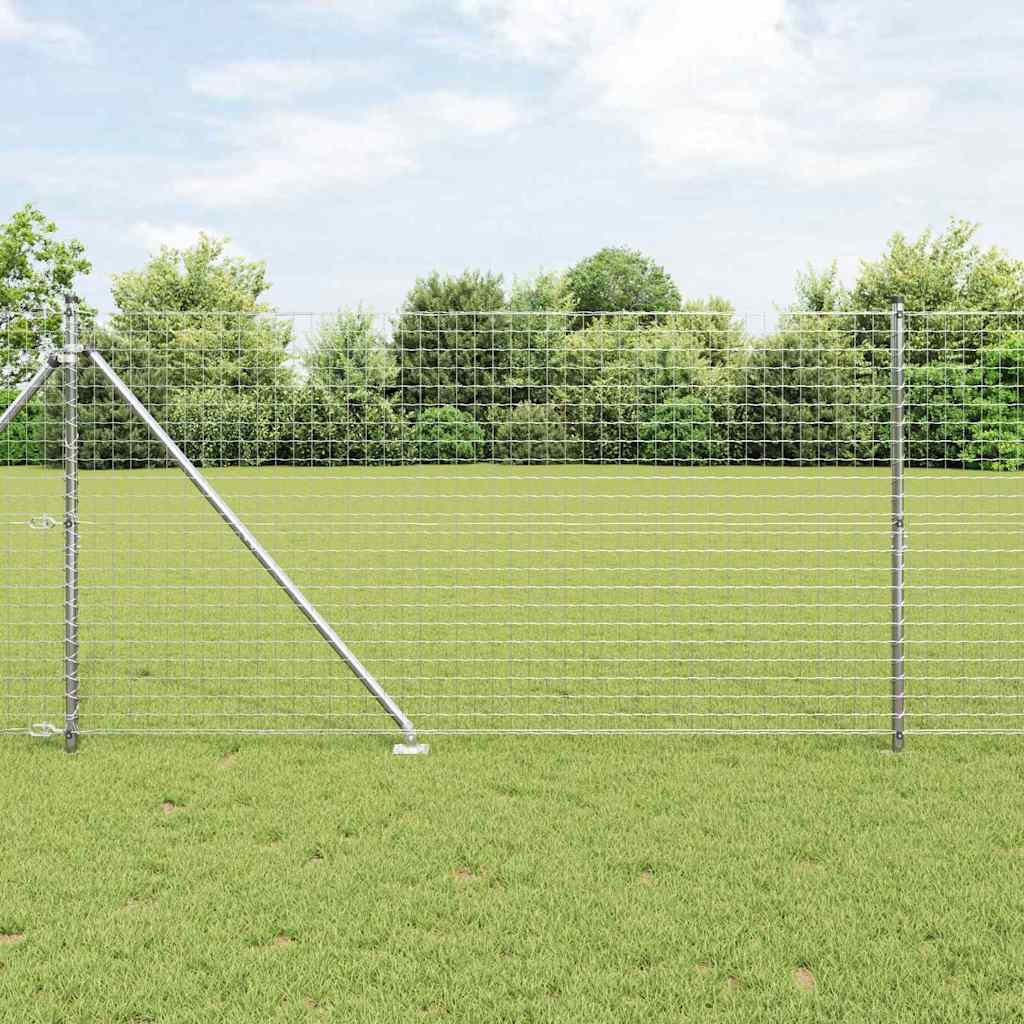 Fence with Post Silver 1.4 x 10 m Steel