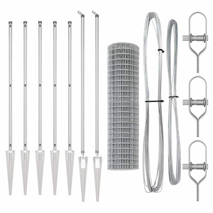 Fence with Post Silver 1.4 x 10 m Steel