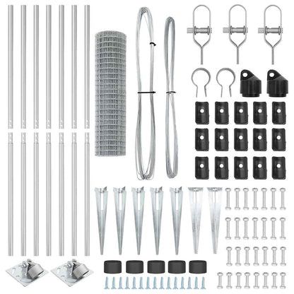 Fence with Post Silver 1.4 x 10 m Steel