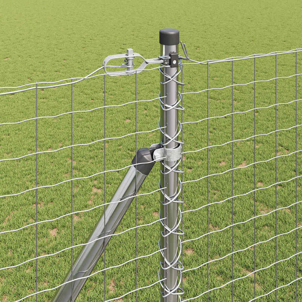 Fence with Post Silver 1.6 x 10 m Steel