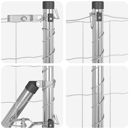 Fence with Post Silver 0.4 x 10 m Steel