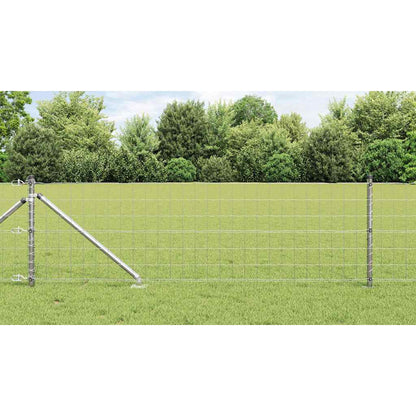 Fence with Post Silver 0.4 x 10 m Steel