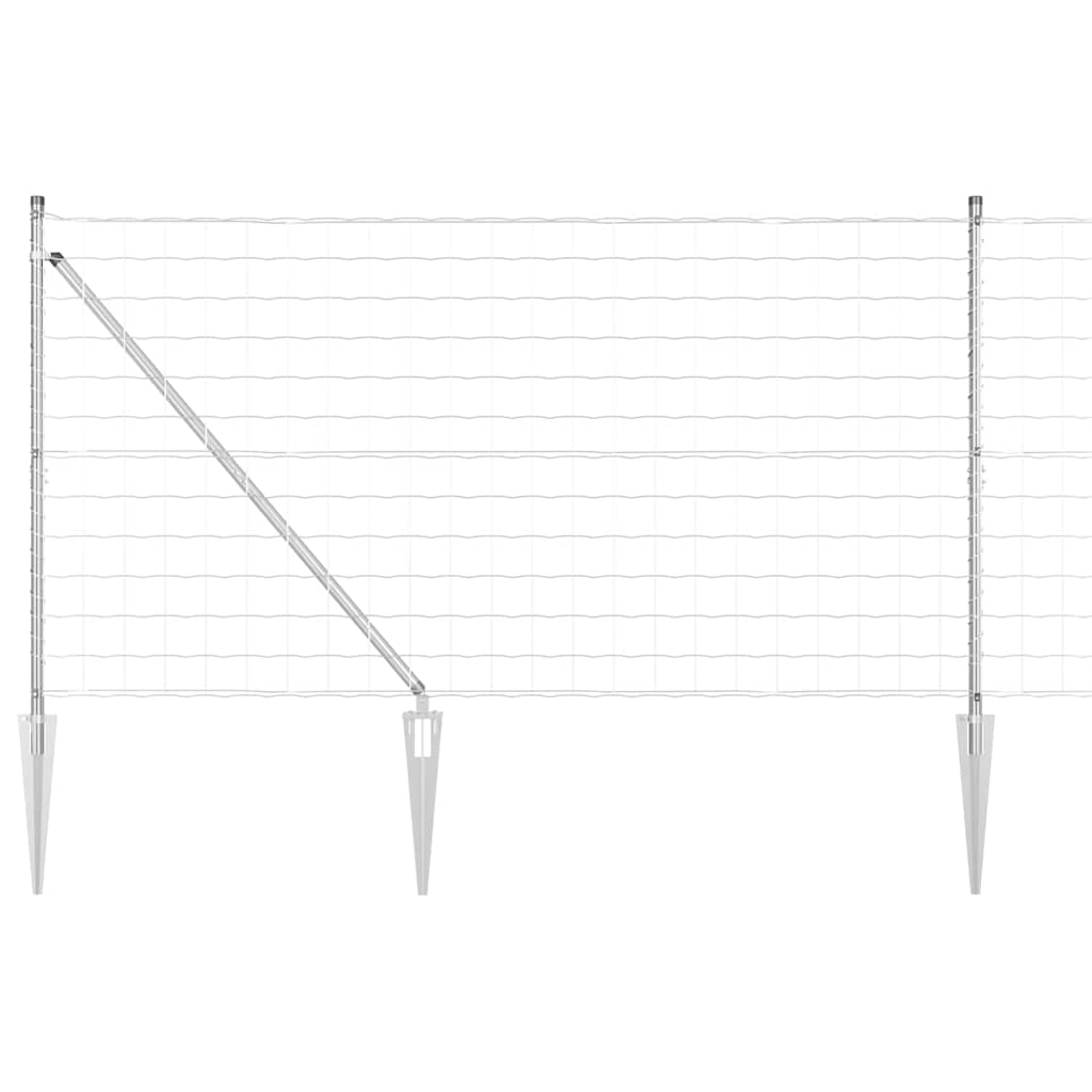 Fence with Post Silver 1.4 x 10 m Steel