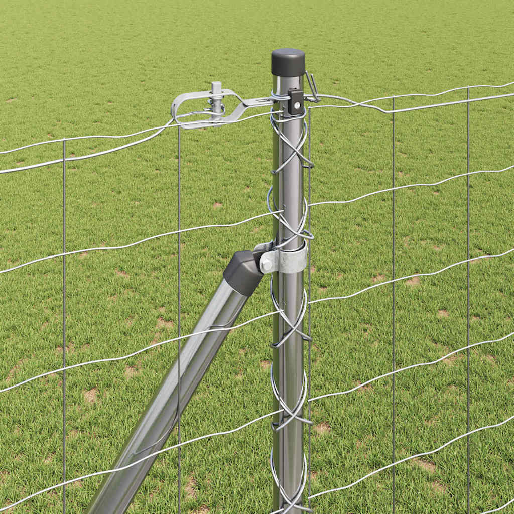 Fence with Post Silver 1.6 x 10 m Steel