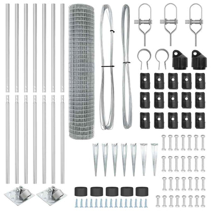 Fence with Post Silver 1.6 x 10 m Steel