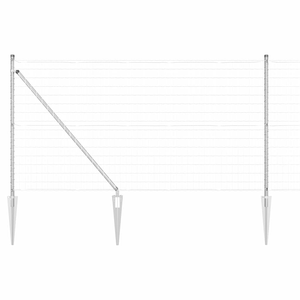 Fence with Post Silver 1 x 25 m Steel