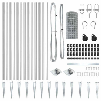 Fence with Post Silver 1 x 25 m Steel