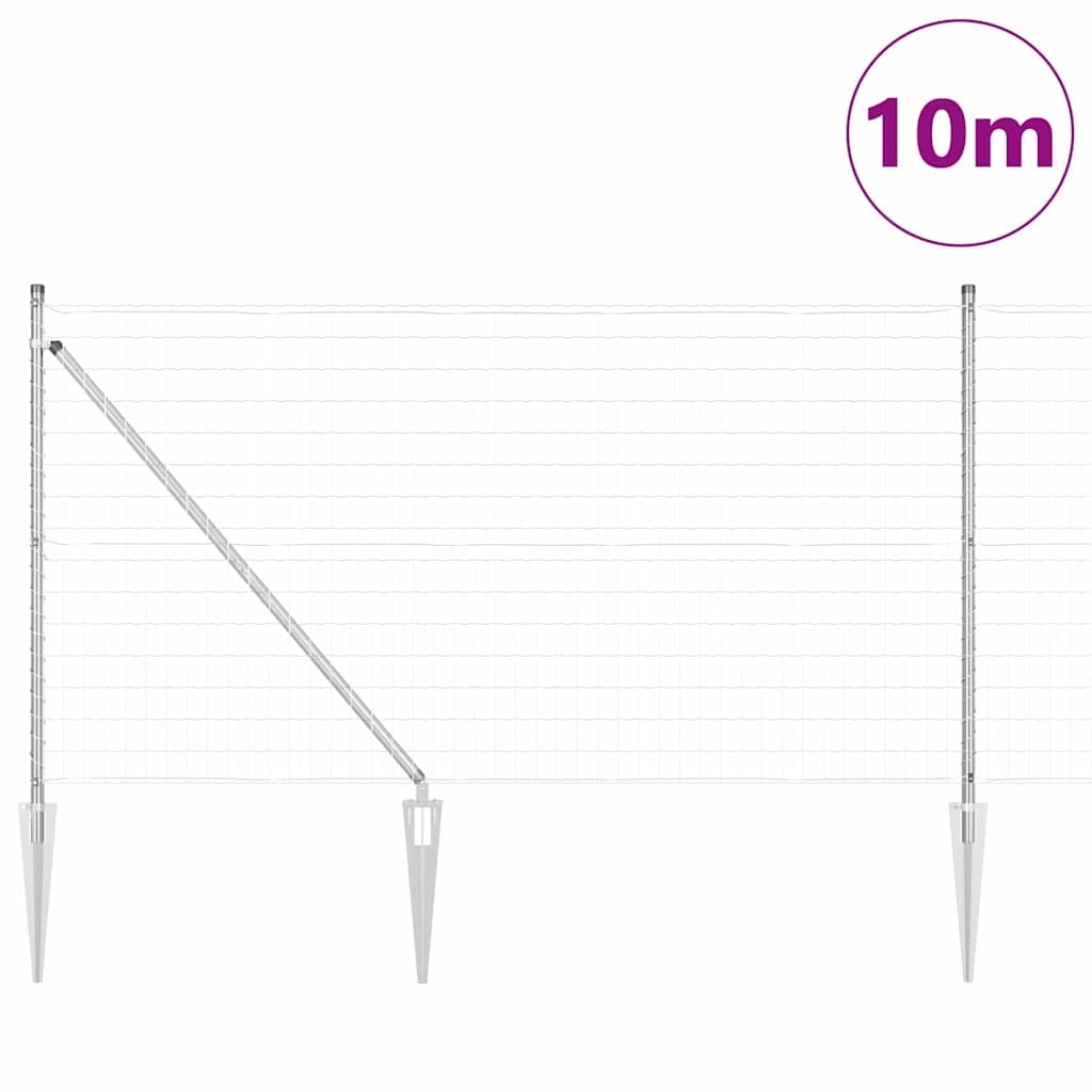 Fence with Post Silver 1 x 25 m Steel