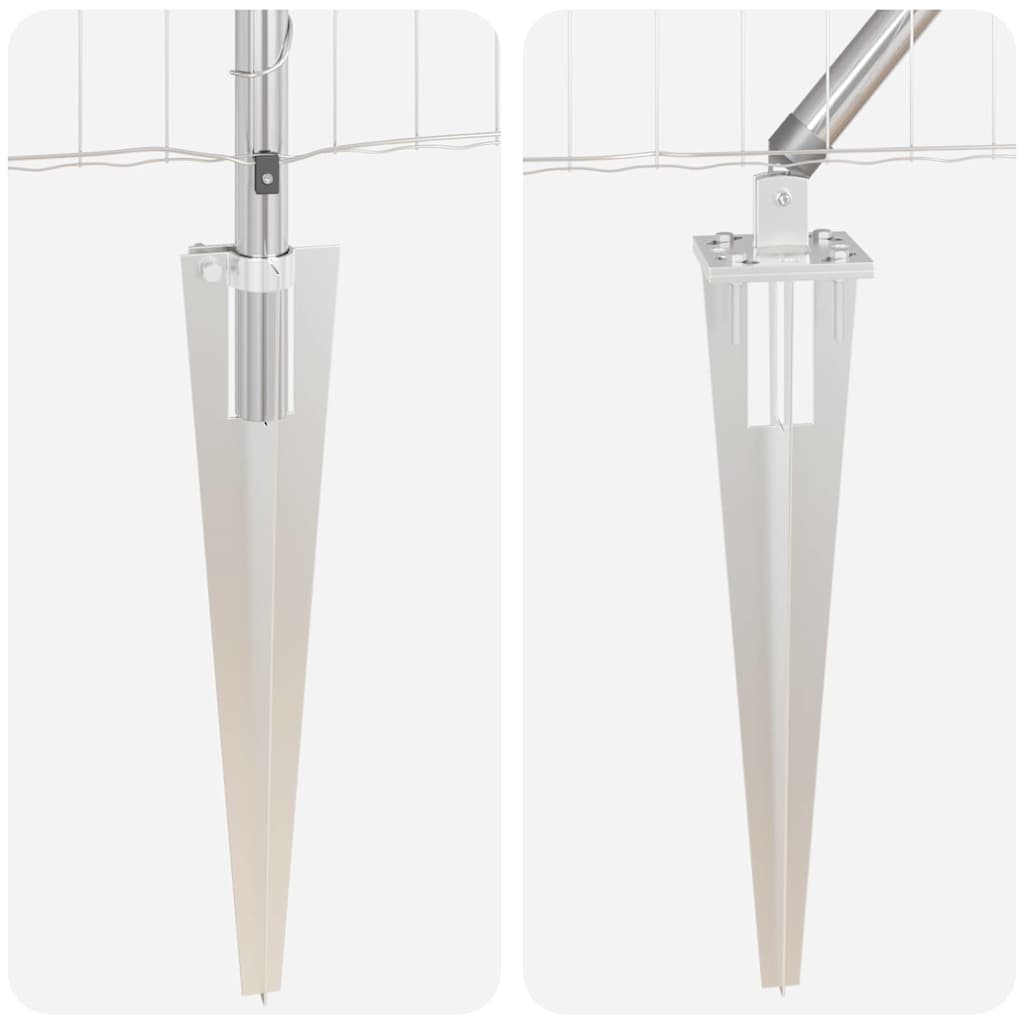 Fence with Post Silver 0.8 x 25 m Steel