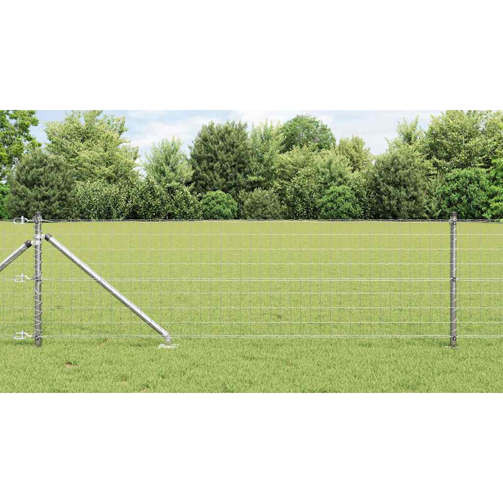 Fence with Post Silver 0.8 x 25 m Steel