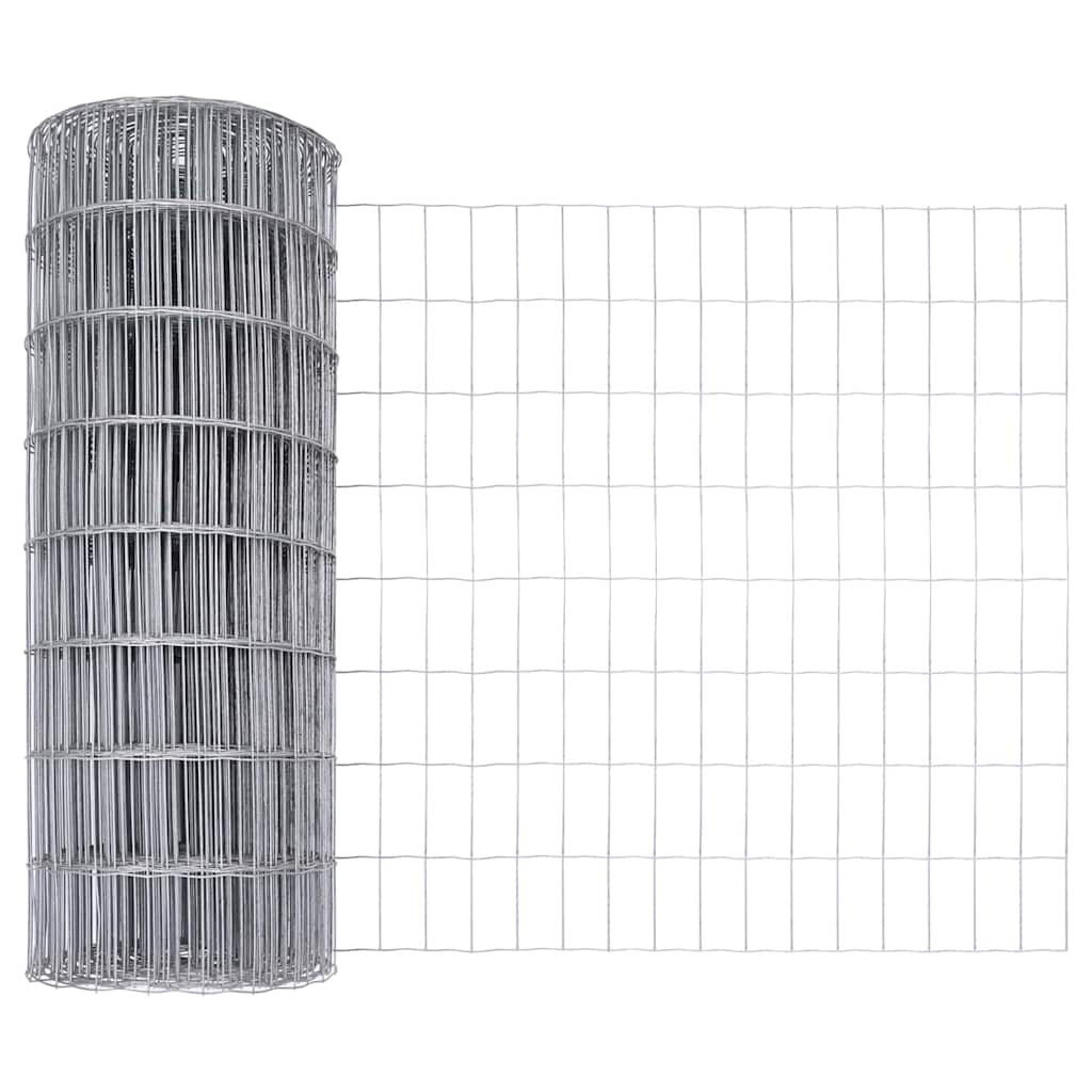 Fence with Post Silver 0.8 x 25 m Steel