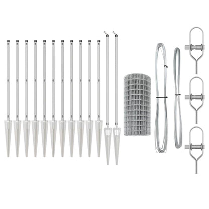 Fence with Post Silver 0.4 x 50 m Steel