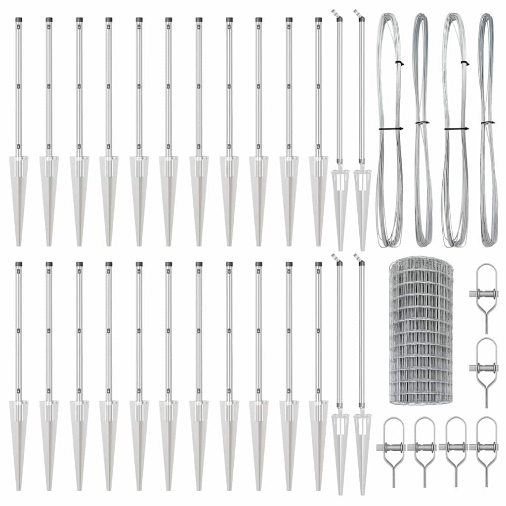 Fence with Post Silver 0.6 x 50 m Steel