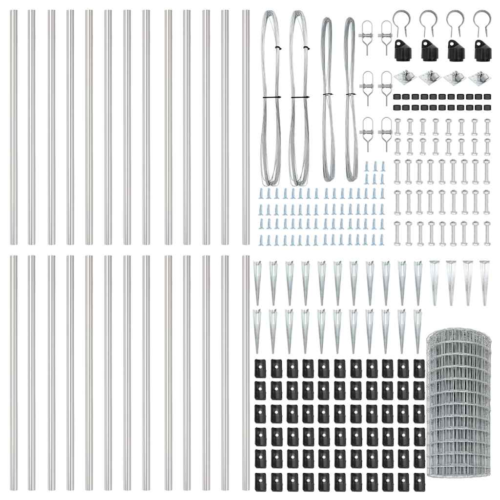 Fence with Post Silver 0.6 x 50 m Steel