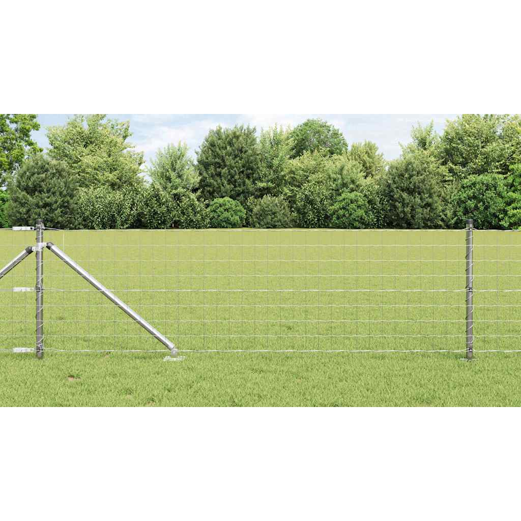 Fence with Post Silver 0.6 x 50 m Steel