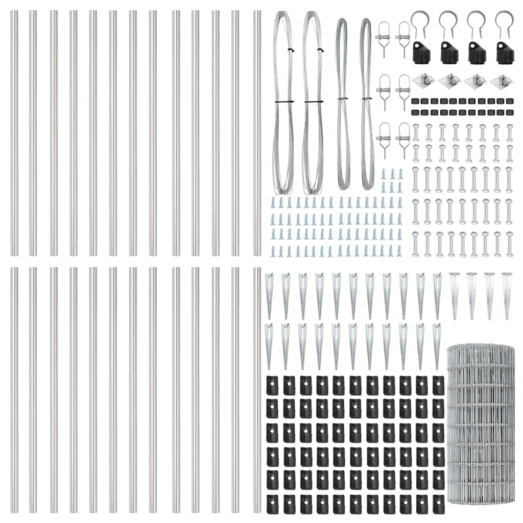 Fence with Post Silver 0.6 x 50 m Steel