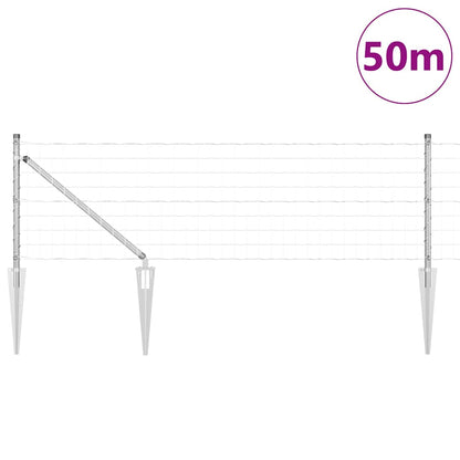 Fence with Post Silver 0.6 x 50 m Steel