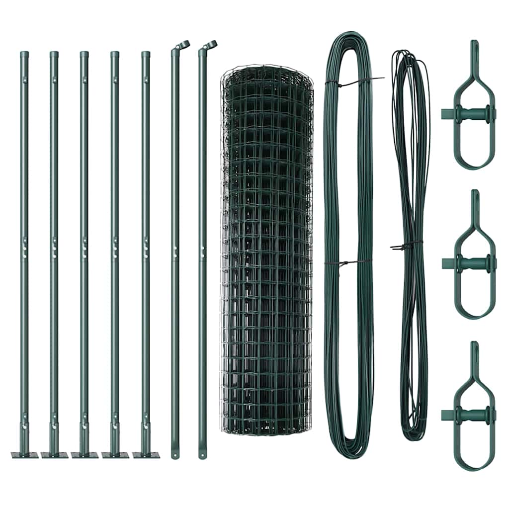 Euro Fence with Concrete Base 10 x 1.2 m PVC-Coated Steel Green