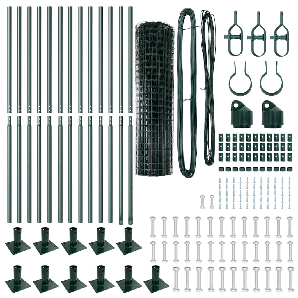 Fence with Post Green 1 x 25 m Steel
