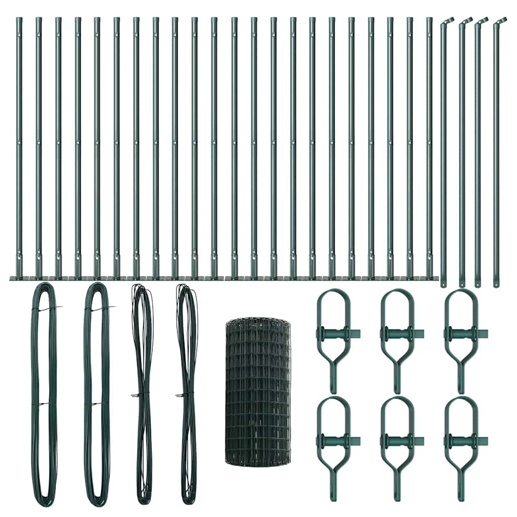 Fence with Post Green 0.6 x 50 m Steel and PVC