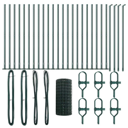 Fence with Post Green 0.6 x 50 m Steel and PVC