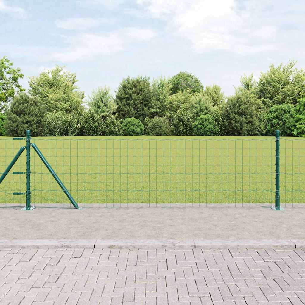 Fence with Post Green 0.4 x 10 m Steel and PVC