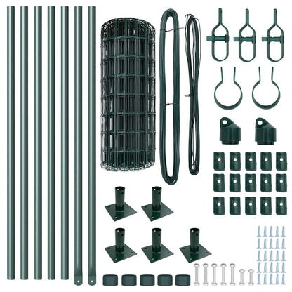 Fence with Post Green 0.4 x 10 m Steel and PVC